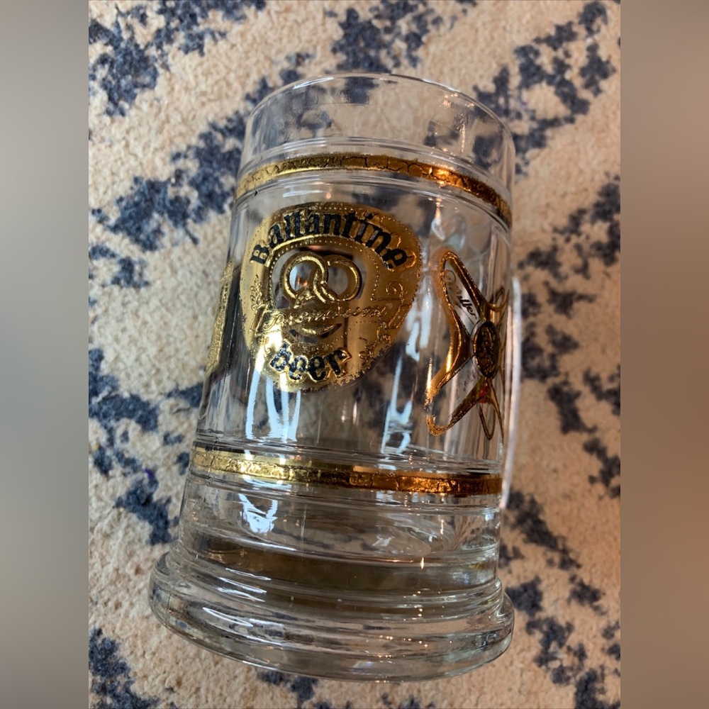 Vintage Miller Lowenbrau Schlitz Ballantine Beer Gold Mug Glass